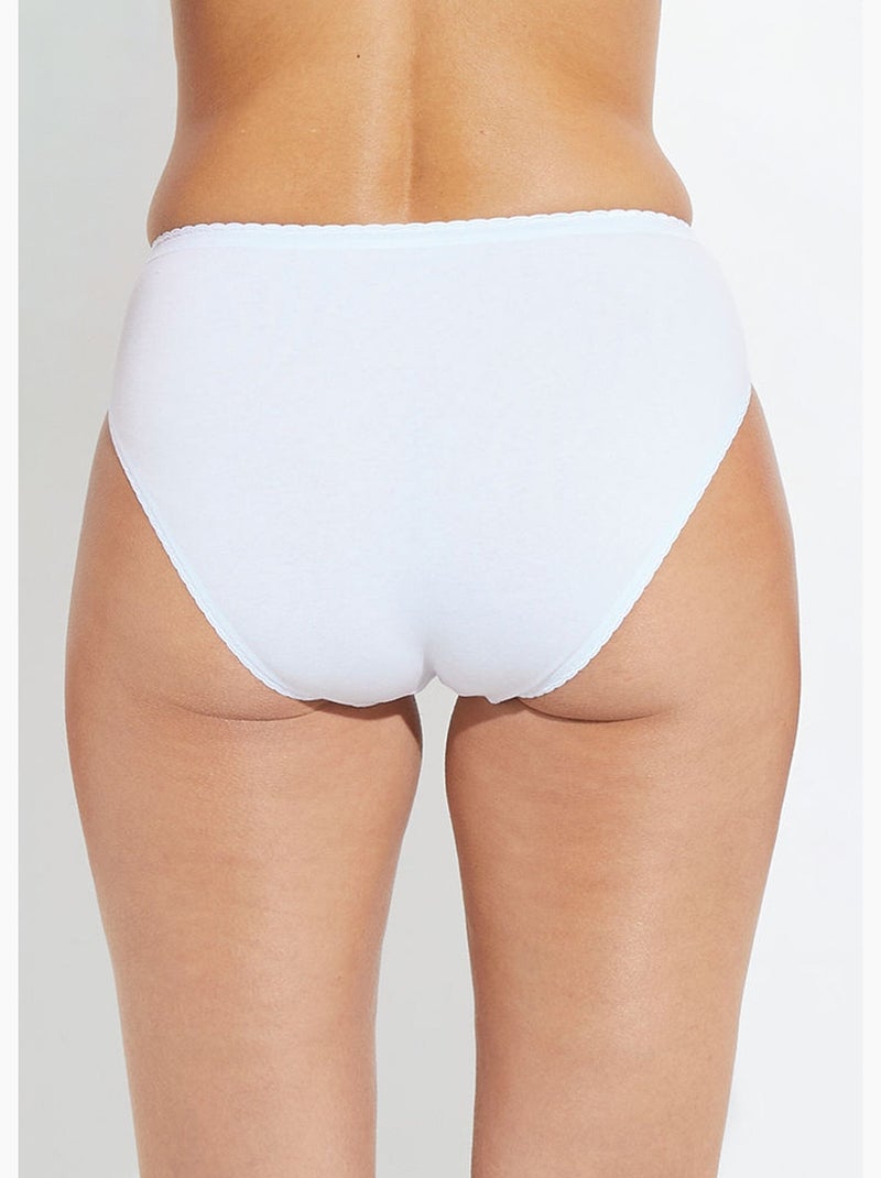 Culotte échancrée dentelle coton - lot de 3 - Afibel Blanc - Kiabi