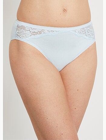 Culotte échancrée dentelle coton - lot de 3 - afibel