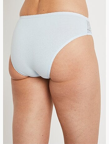 Culotte échancrée dentelle coton - lot de 3 - afibel