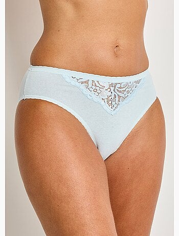 Culotte échancrée dentelle coton - lot de 3 - afibel