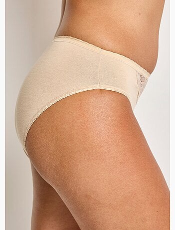 Culotte échancrée dentelle coton - lot de 3 - afibel