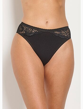 Culotte échancrée dentelle coton - lot de 3 - Afibel