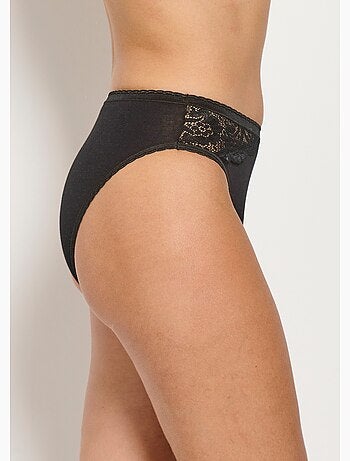 Culotte échancrée dentelle coton - lot de 3 - Afibel