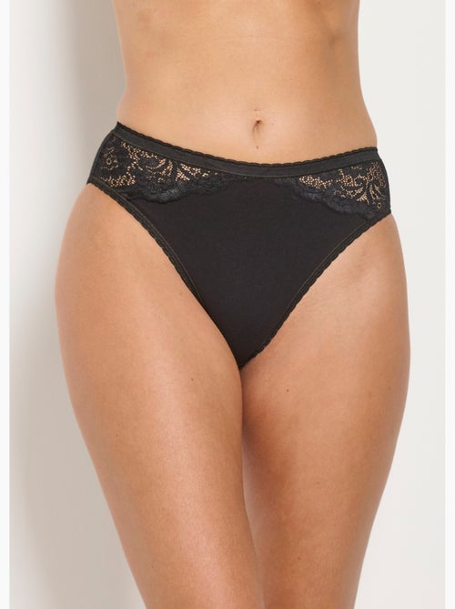 Culotte échancrée dentelle coton - lot de 3 - Afibel - Kiabi