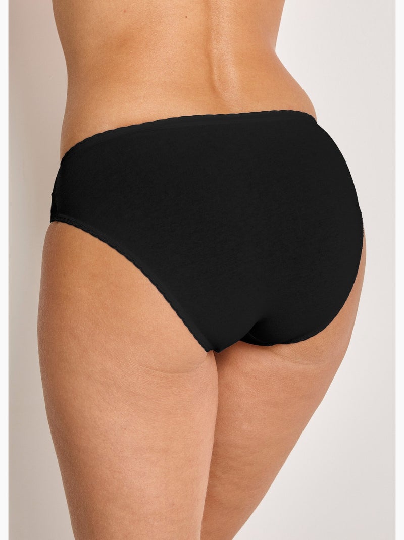 Culotte échancrée dentelle coton - lot de 3 - Afibel Noir - Kiabi
