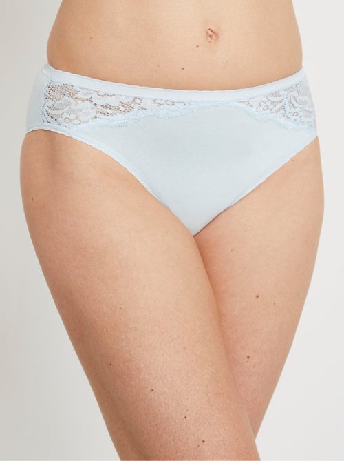 Culotte échancrée dentelle coton - lot de 3 - Afibel - Kiabi