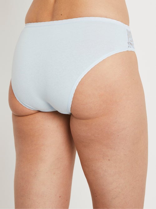 Culotte échancrée dentelle coton - lot de 3 - Afibel - Kiabi