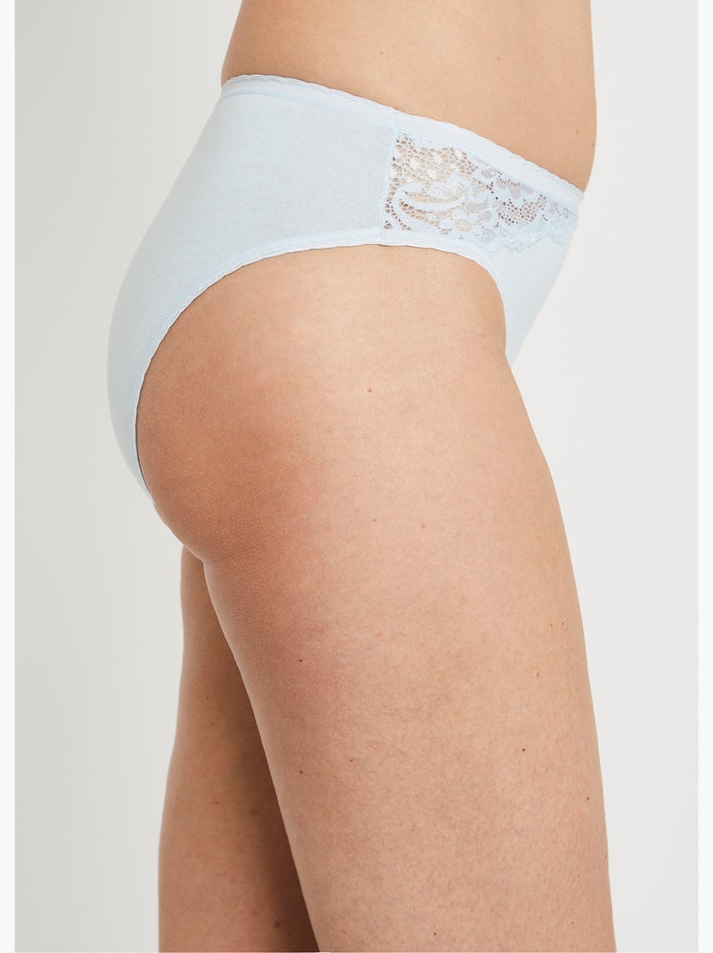 Culotte échancrée dentelle coton - lot de 3 - Afibel Rose - Kiabi