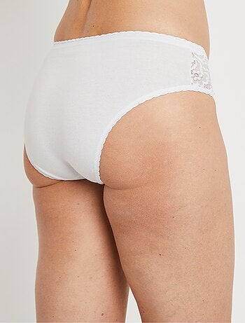 Culotte échancrée dentelle coton - lot de 3