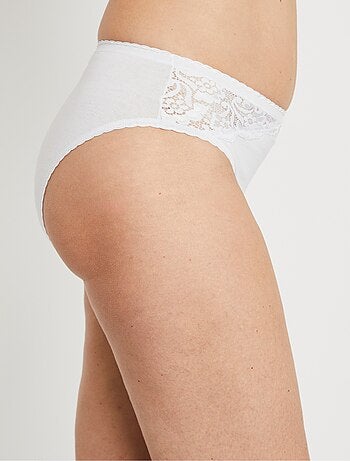 Culotte échancrée dentelle coton - lot de 3