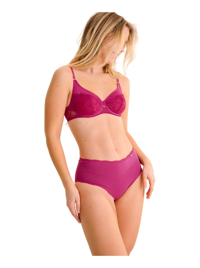 Culotte échancrée taille haute EVERYDAY Magenta - Kiabi