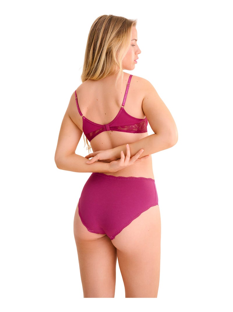 Culotte échancrée taille haute EVERYDAY Magenta - Kiabi