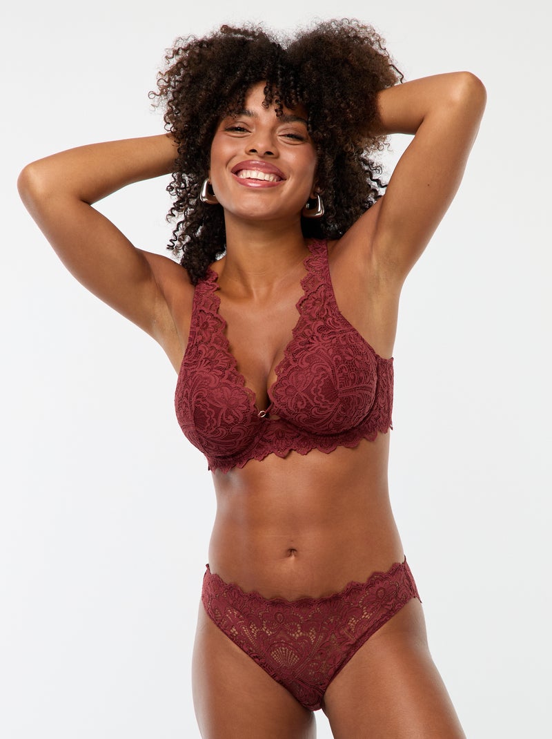 Culotte en dentelle ajourée avec bijou fantaisie Rouge - Kiabi