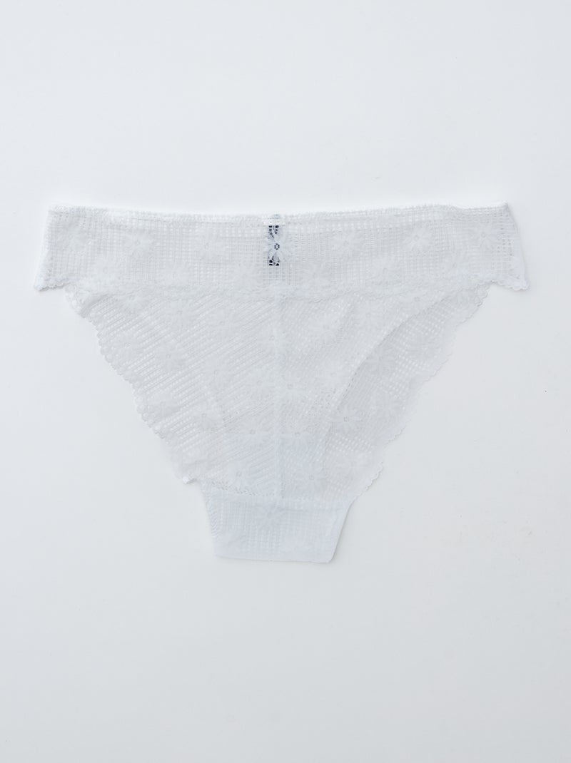 Culotte en dentelle ajourée fleurie Blanc - Kiabi