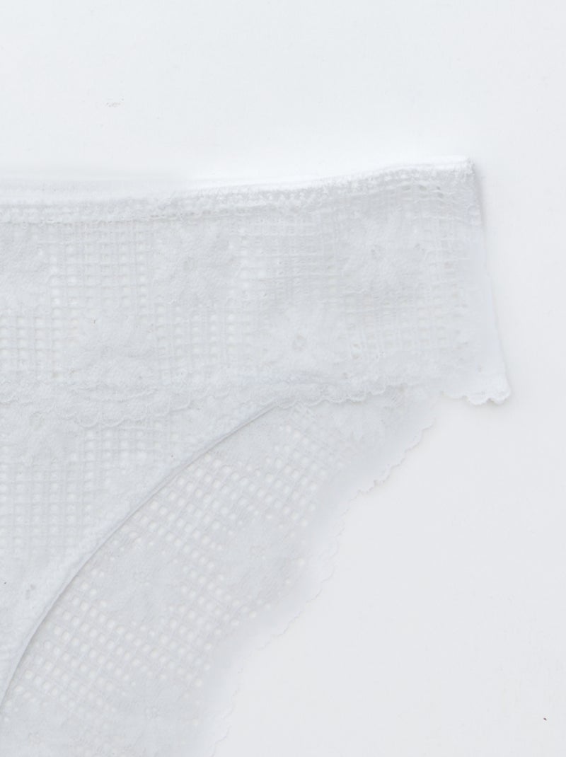 Culotte en dentelle ajourée fleurie Blanc - Kiabi