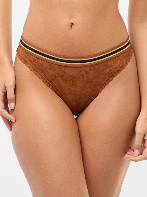 Culotte en dentelle avec taille élastique pailletée - Kiabi