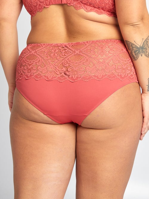 Culotte en dentelle et en microfibre - Kiabi