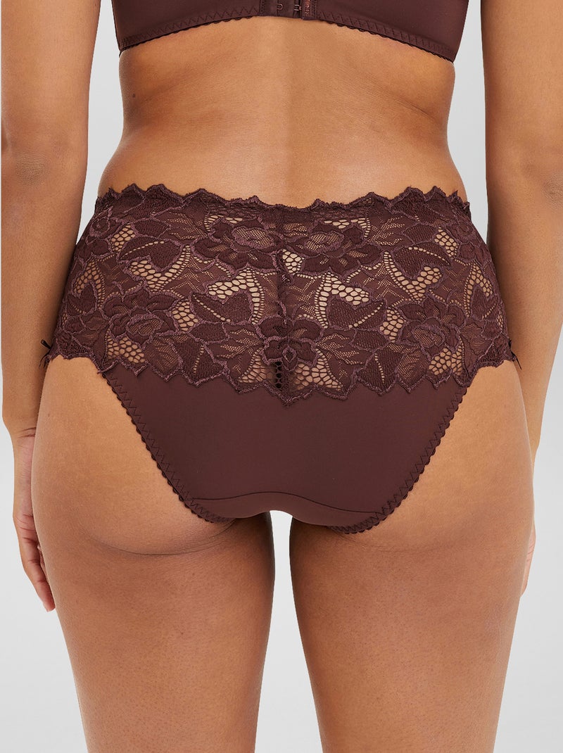 Culotte en dentelle et microfibre Arum 'Sans Complexe' Marron - Kiabi