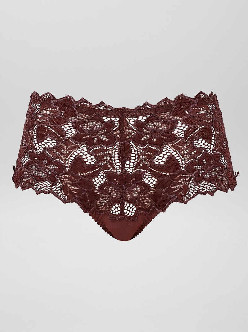 Culotte en dentelle et microfibre Arum 'Sans Complexe' Marron - Kiabi
