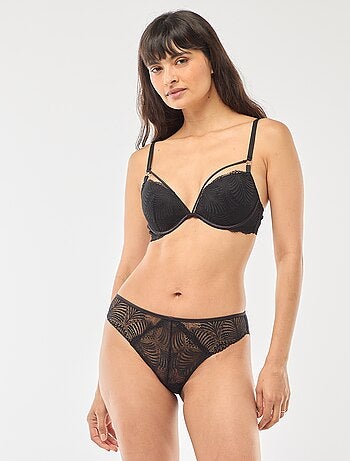 Culotte en dentelle feuillage transparente