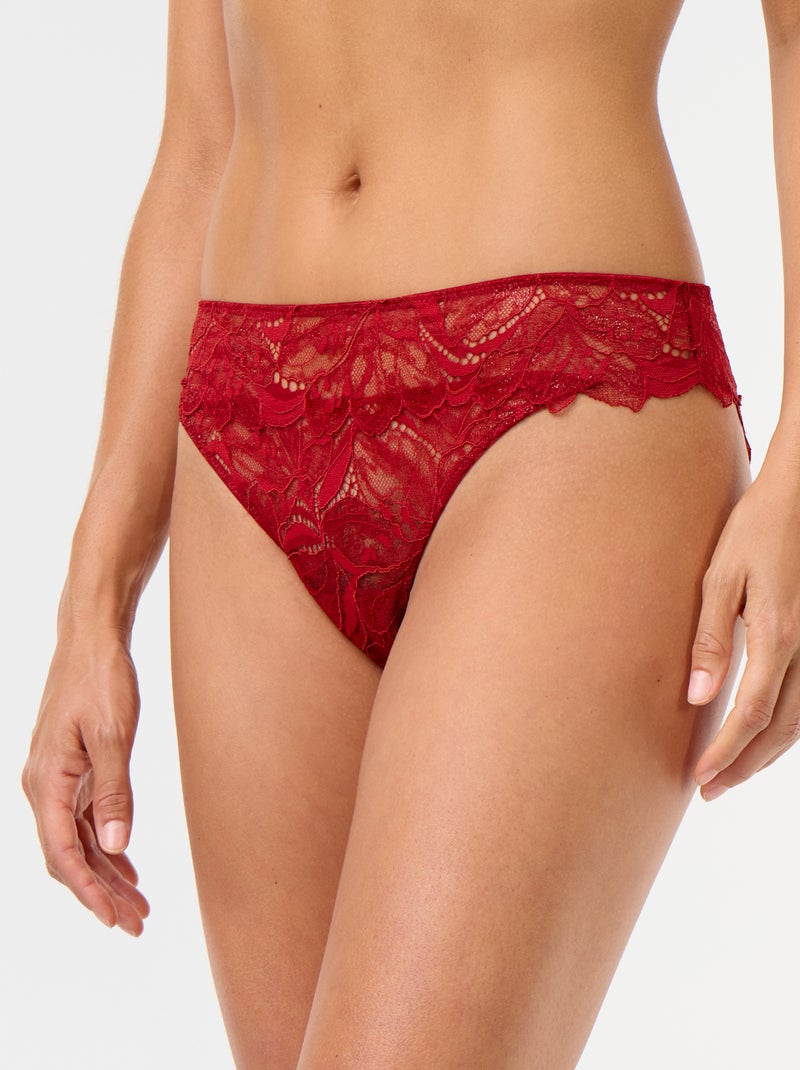 Culotte en dentelle pailletée Rouge - Kiabi
