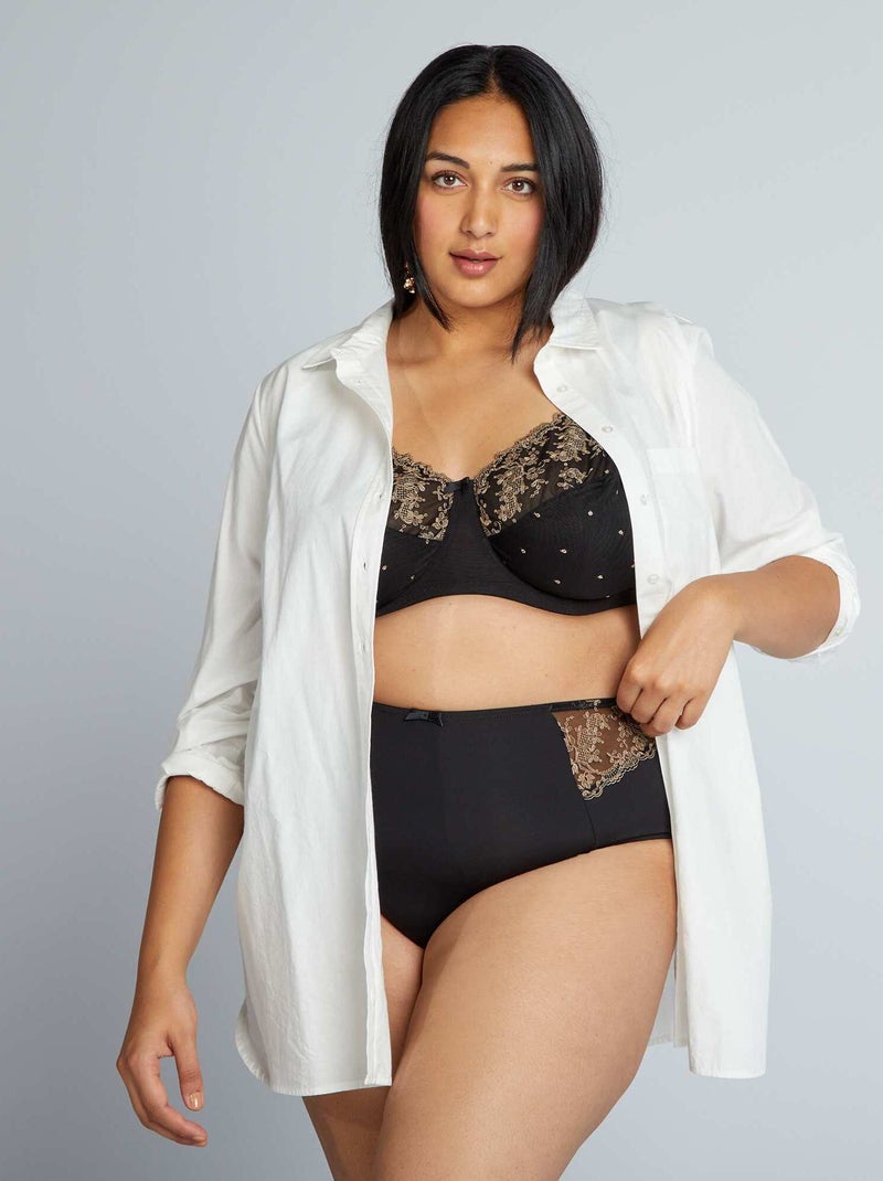 Culotte en dentelle tissée noir - Kiabi