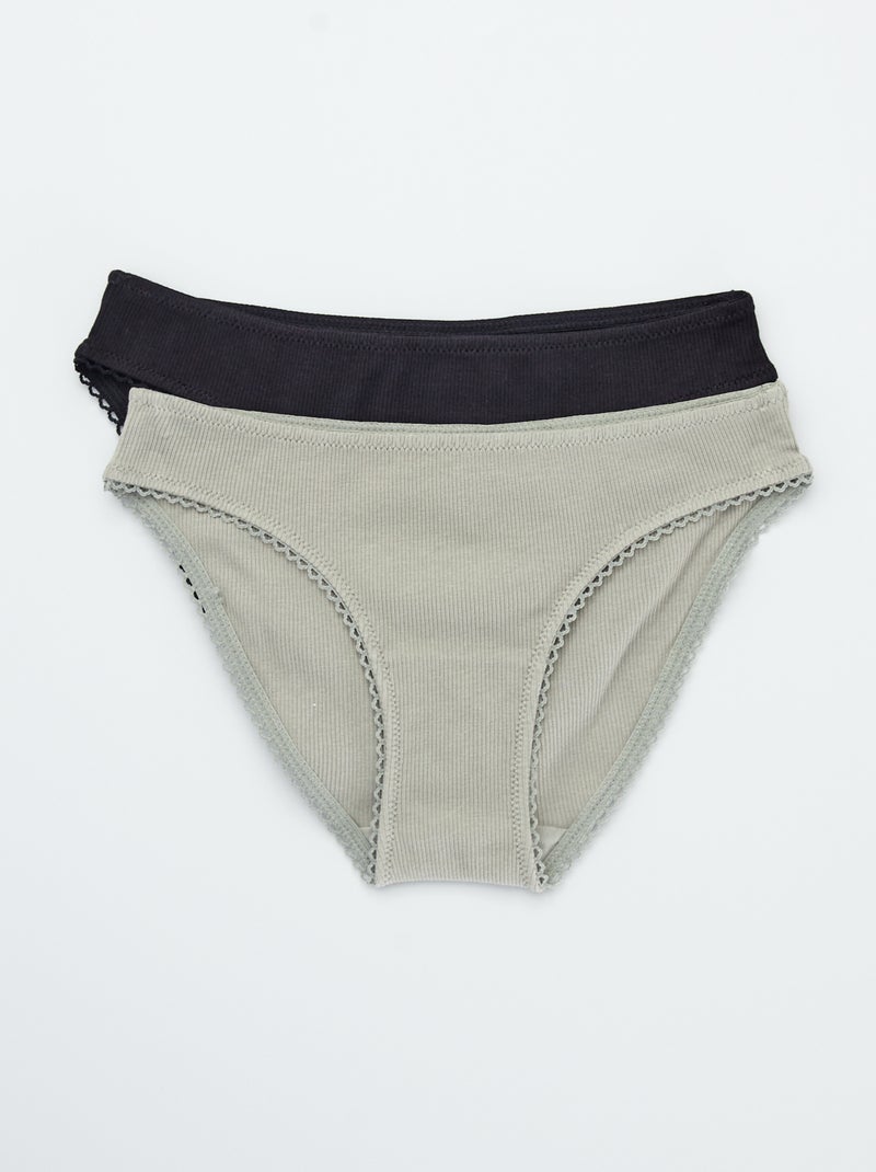 Culotte en maille côtelée - Lot de 2 Noir/vert - Kiabi