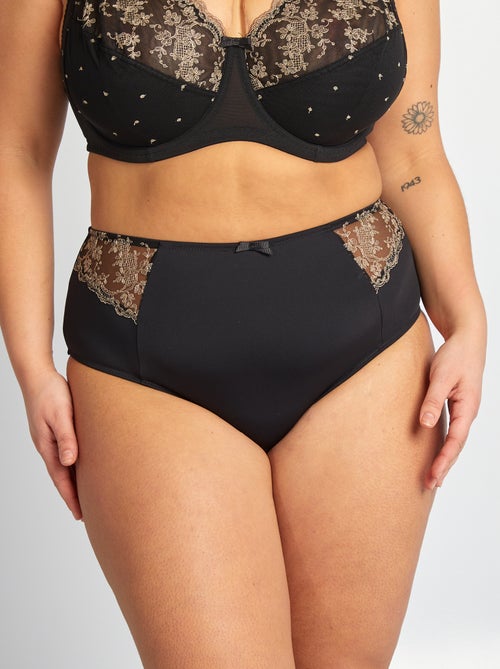 Culotte en microfibre avec broderies - Kiabi