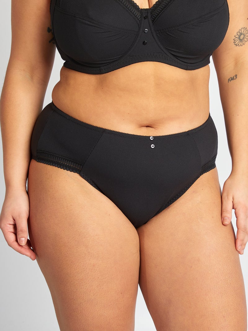 Culotte en microfibre côtelée Noir - Kiabi