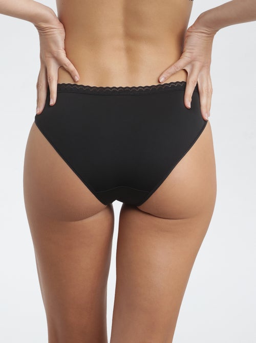 Culotte en microfibre et dentelle 'Dim' - Kiabi