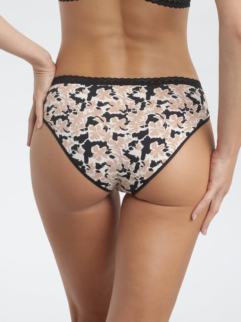 Culotte en microfibre et dentelle 'Dim' Rose - Kiabi