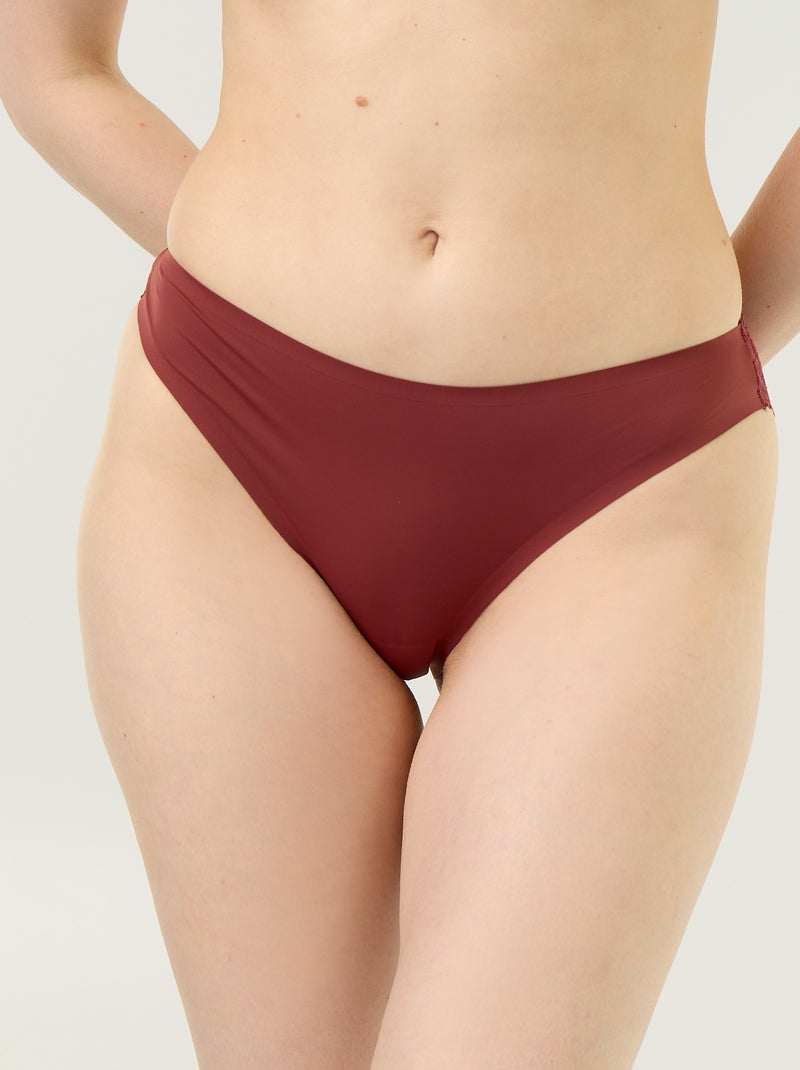 Culotte en microfibre et en dentelle Bordeaux - Kiabi