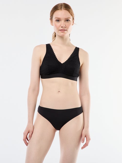 Culotte en microfibre et en dentelle - Kiabi