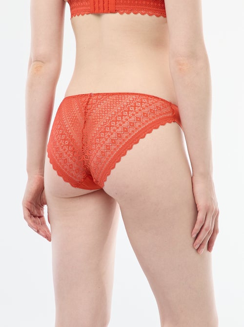 Culotte en microfibre et en dentelle - Kiabi