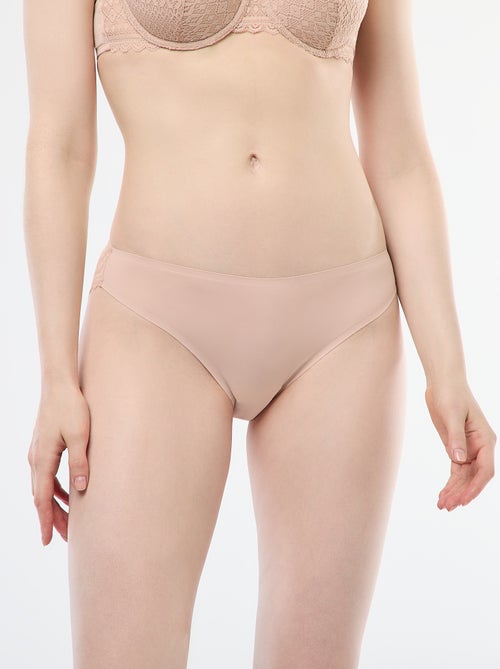 Culotte en microfibre et en dentelle - Kiabi
