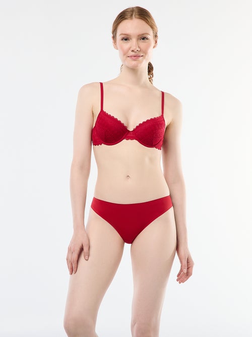 Culotte en microfibre et en dentelle - Kiabi