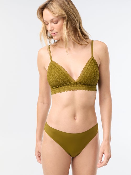 Culotte en microfibre et en dentelle - Kiabi