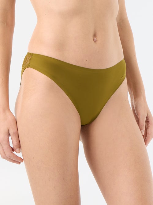 Culotte en microfibre et en dentelle - Kiabi