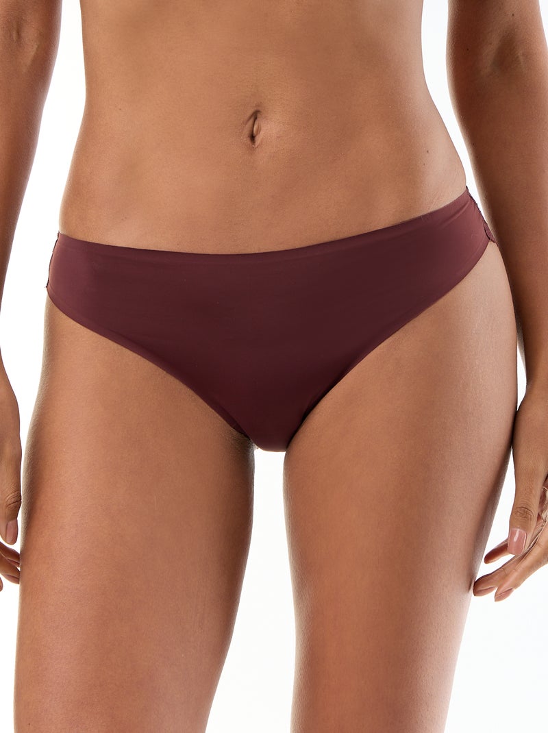 Culotte en microfibre et en dentelle Violet foncé - Kiabi