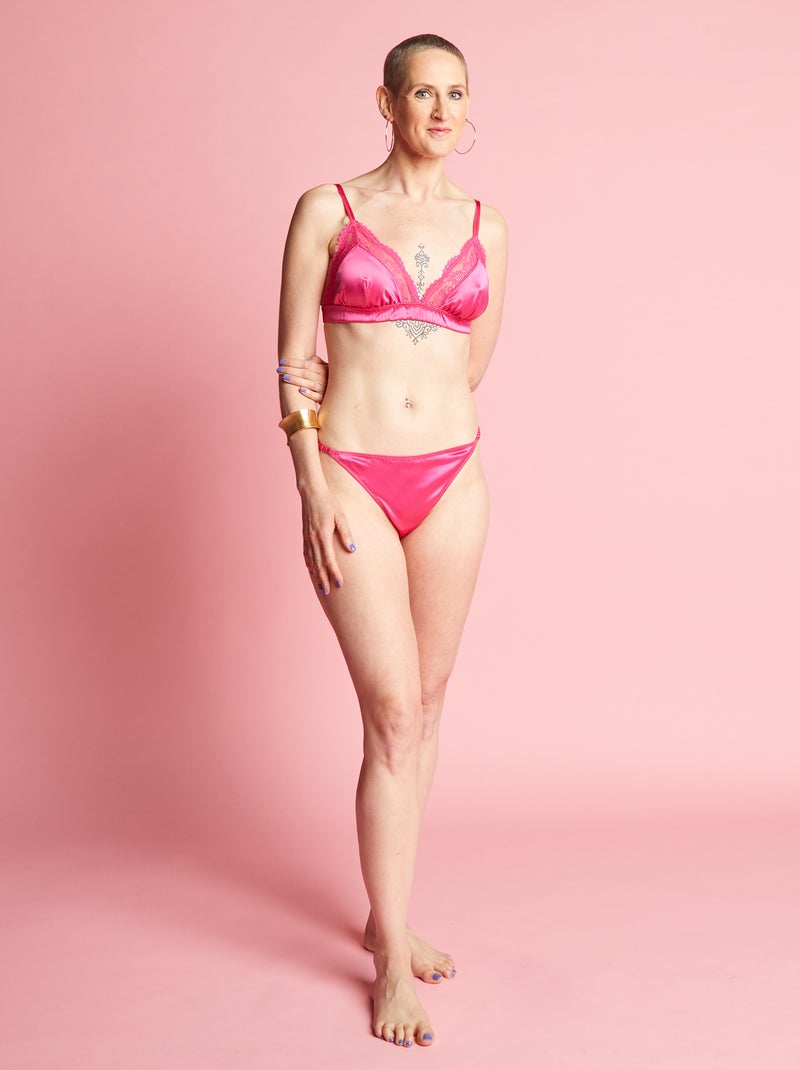 Culotte en satin et dentelle Rose - Kiabi