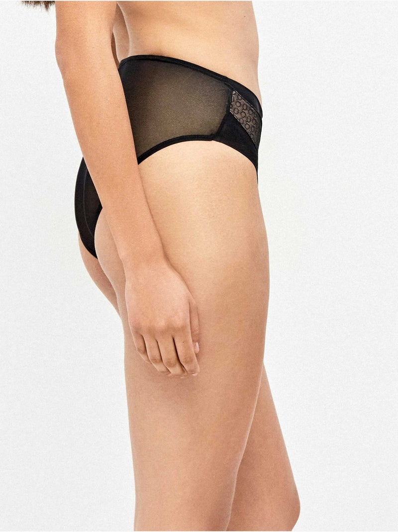 Culotte en tissu jacquard monogramme Noir - Kiabi