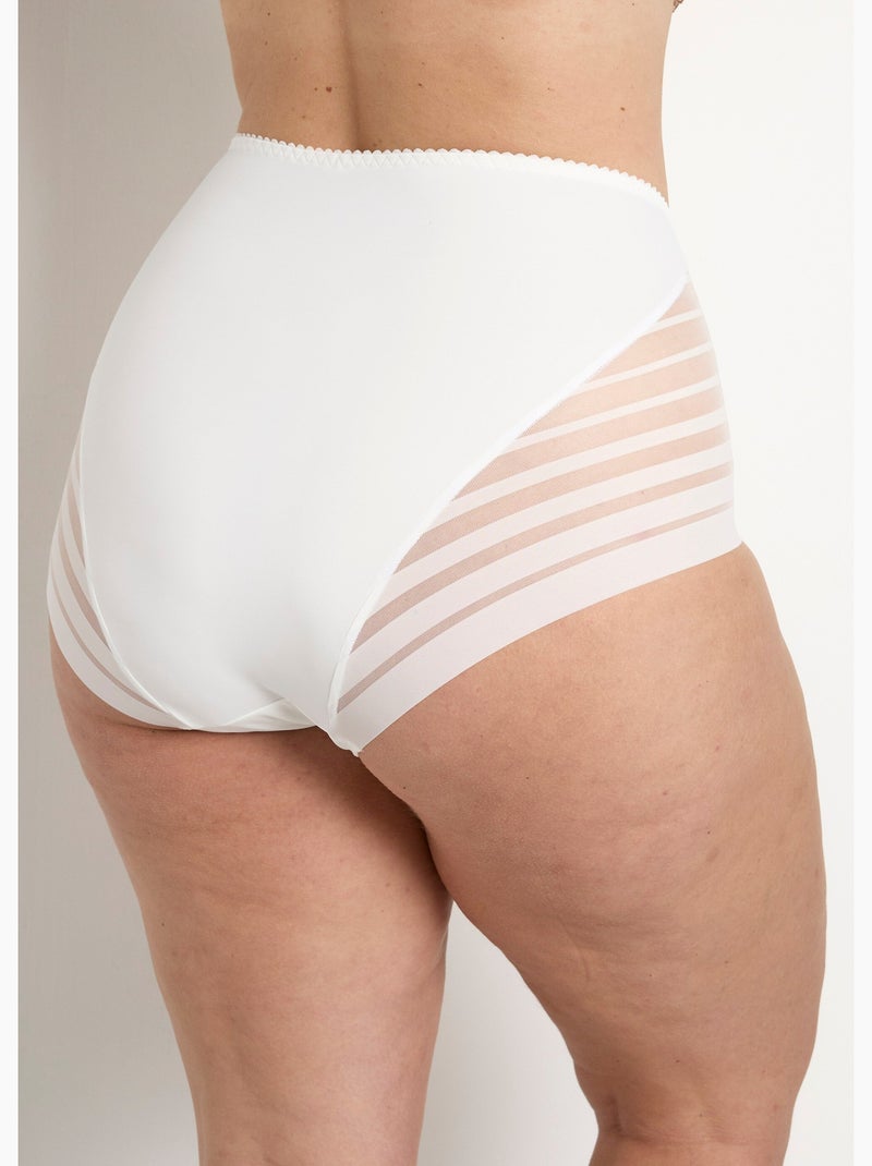 Culotte extensible taille haute tulle effet rayé - Afibel Ivoire - Kiabi