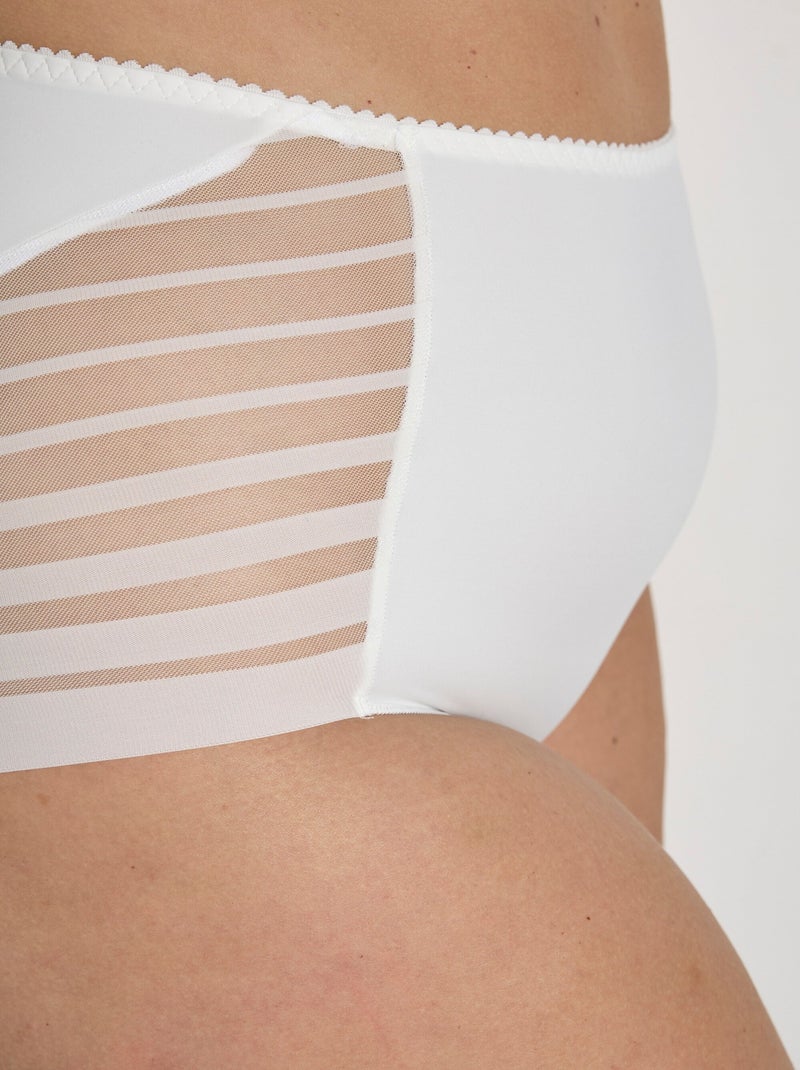 Culotte extensible taille haute tulle effet rayé - Afibel Ivoire - Kiabi