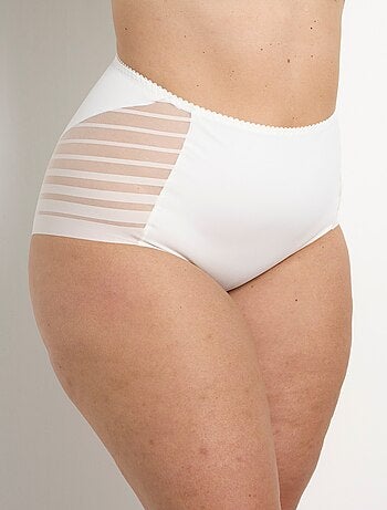 Culotte extensible taille haute tulle effet rayé