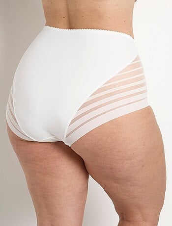 Culotte extensible taille haute tulle effet rayé