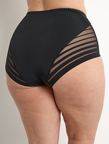 Culotte extensible taille haute tulle effet rayé