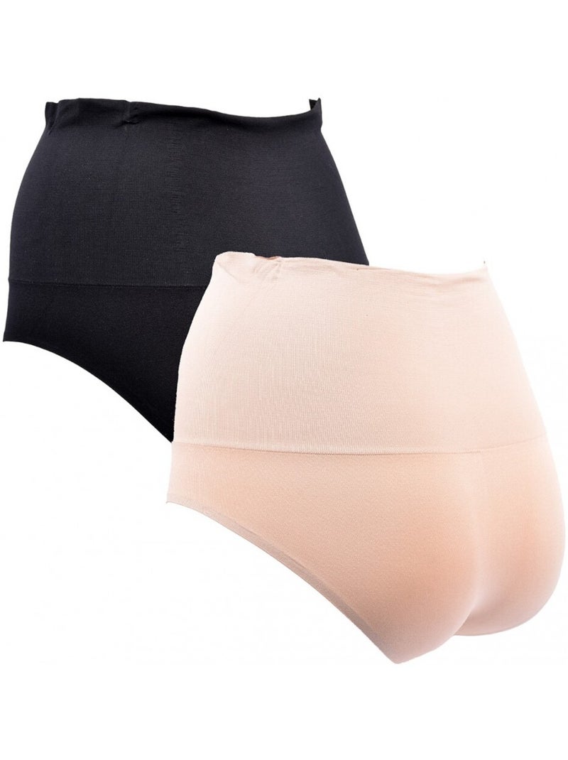 Culotte Femme INFINITIF - Pack de 2 Noir Multicolore - Kiabi