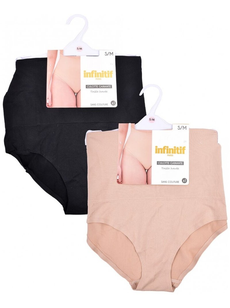 Culotte Femme INFINITIF - Pack de 2 Noir Multicolore - Kiabi