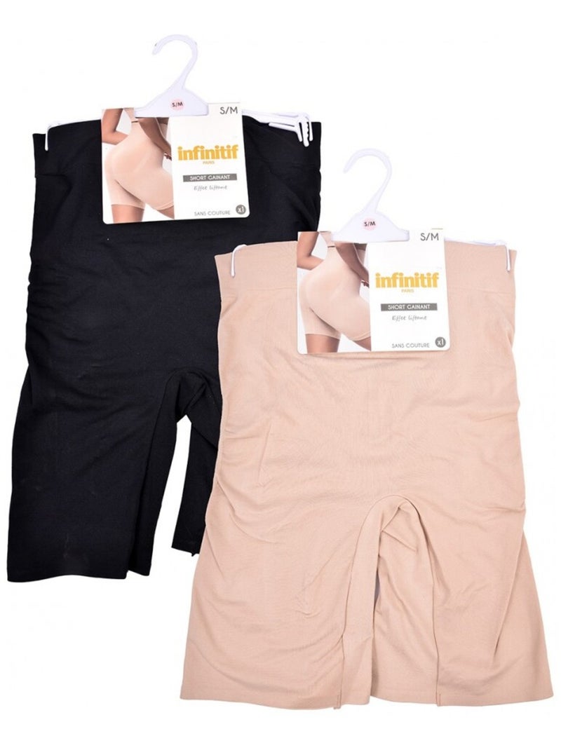 Culotte Femme INFINITIF - Pack de 2 Noir Multicolore - Kiabi