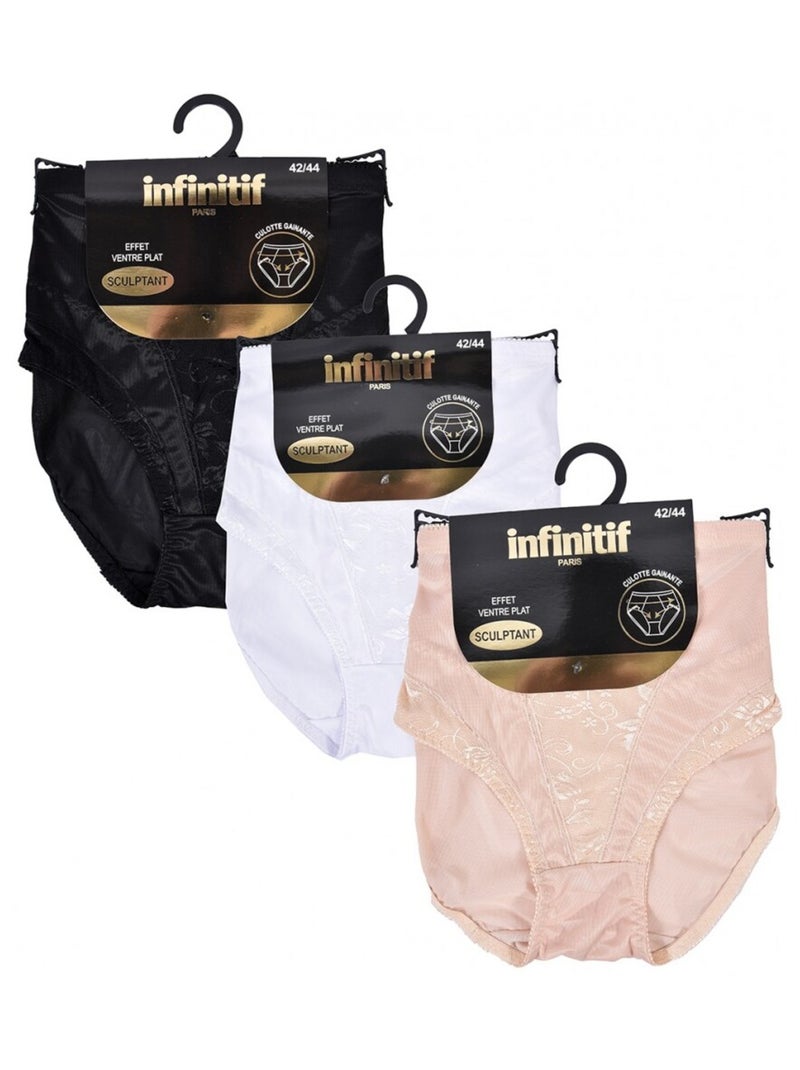 Culotte Femme INFINITIF - Pack de 3 Blanc Beige Noir - Kiabi